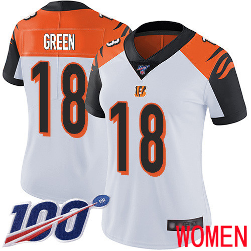 Cincinnati Bengals Limited White Women A J Green Road Jersey NFL Footballl 18 100th Season Vapor Untouchable